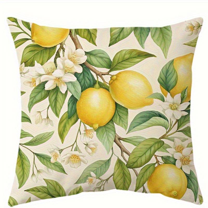 Home Decor Lemon and Floral Pattern Pillow Covers Pattern Cushion Cover Suitable for Sofa Bedroom Car Pillow Cover