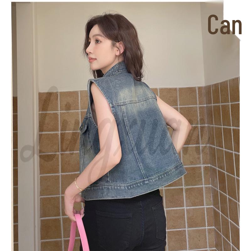 Women s Retro Korean Style Soft Denim Vest for Autumn/Winter One Size
