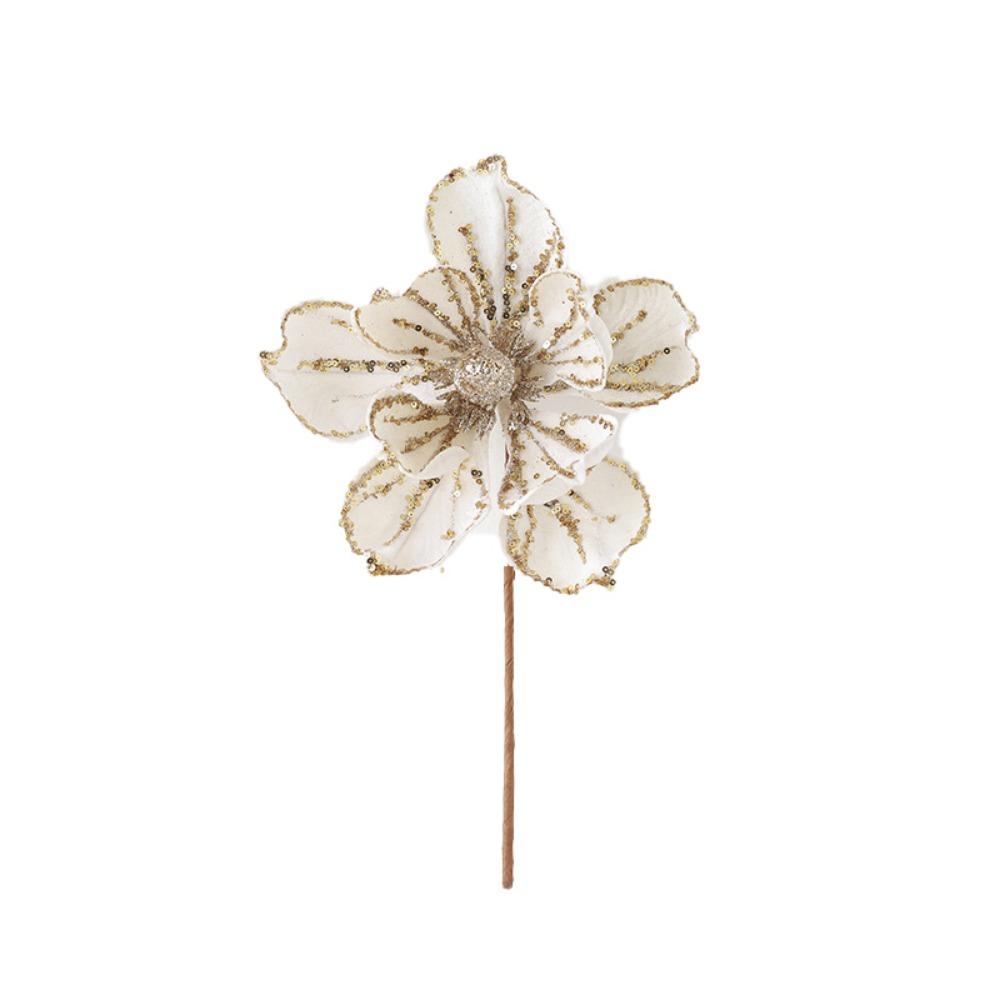 

Имитация рождественского цветка ручной работы Высококачественный искусственный блестящий цветок Рождественский подарок белый