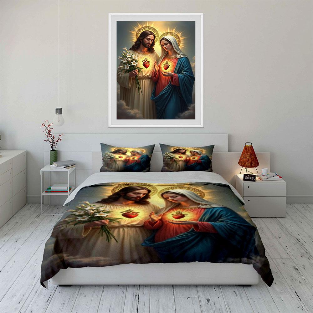 Sacred Heart Christian Bedding Bedding Duvet Cover Set Duvet Cover Pillowcases (1 * Duvet Cover 2 * Pillowcases, without duvet insert)