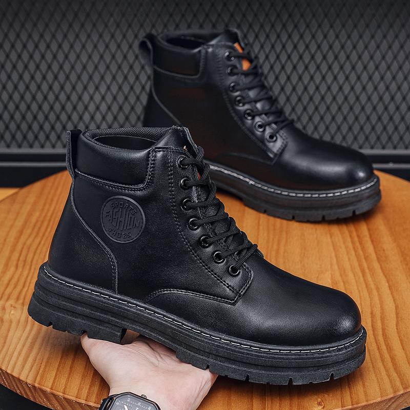 New autumn high-top leather shoes retro casual sports labor insurance Chelsea Martin boots