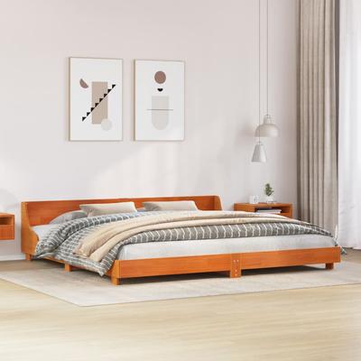 Vidaxl Bed Without Mattress, Waxed Brown, 200X200 Cm, Pine Wood