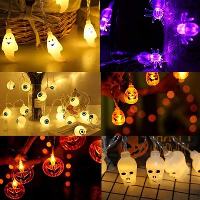 Christmas Thanksgiving Halloween LED String Lights Portable Pumpkin Ghost Skeletons Lights for Home Bar Halloween Party Decor