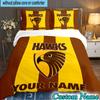 Custom Name 3PCS Hawks Team Spirit Bedding Set,Including  Duvet Cover And 2pcs Pillowcases Perfect for Bedroom,Dormitory,Fan Christmas gift