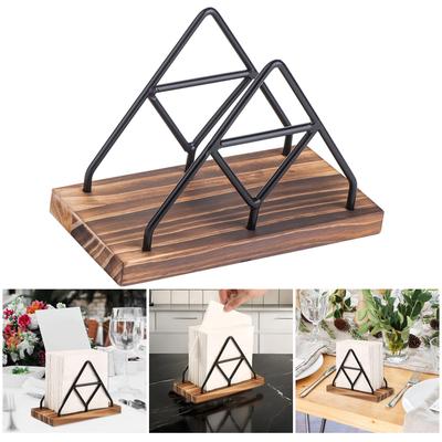 Contemporary Serviette Storage Case Modern Table Napkin Stand Functional  Triangular Wood Steel Kitchen Accessory