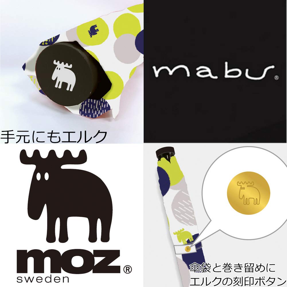 Mabu Folding Border moz x mabu UV Umbrella, Blue, Collaboration, Wind-Resistant Ribs, Protection, Mini, SMV-40489