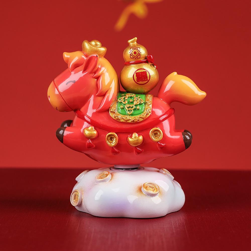Creative Cai Cai Spinning Ornament: Zodiac Year of the Horse Home or Office Decoration - Auspicious Gift for those Born in the Year of the Horse. Small Horse Cai Cai красный