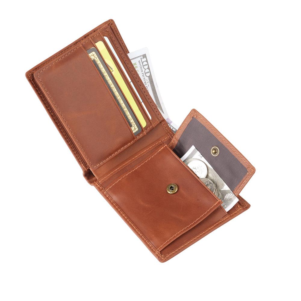 Portafoglio Bifold da Uomo e Porta Carte in Vera Pelle con Tasca Portamonete, Scomparti Multi-Carta, Pelle Bovina di Primo Strato