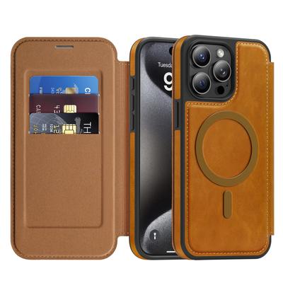 Funda de Cuero con Ranura para Tarjetas Desmontable 2 en 1 Para MagSafe Bloqueo RFID para iPhone 16E 16 Pro Max 15 Plus 14 13 12 11 Cubierta tipo Cartera
