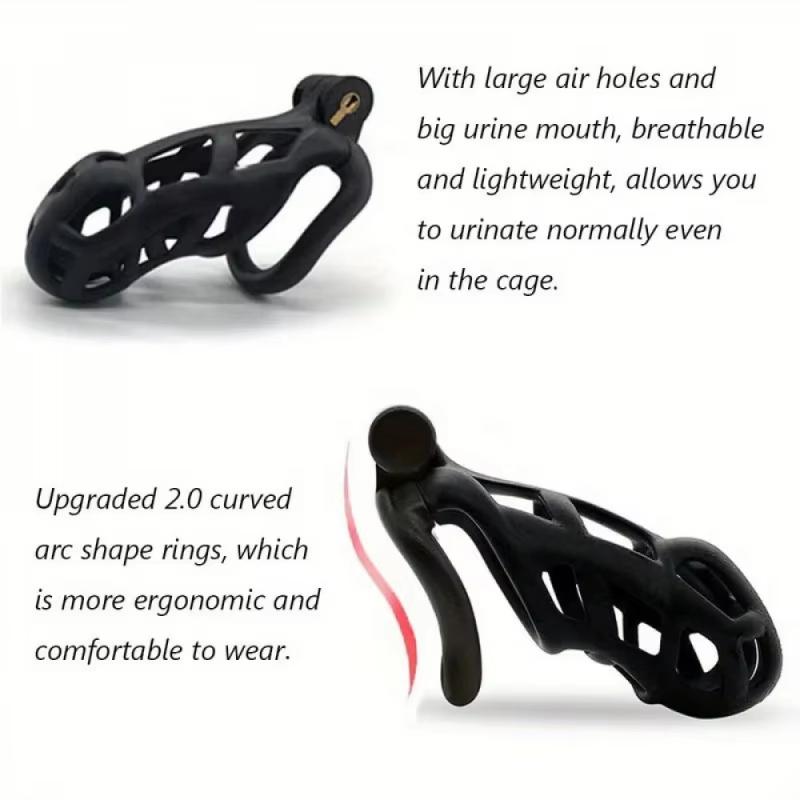 Inexpensive Male Chastity Cage Set 6 Sizes with Lock and 4 Rings Resin Lightweight Breathable Comfortable Design for Men