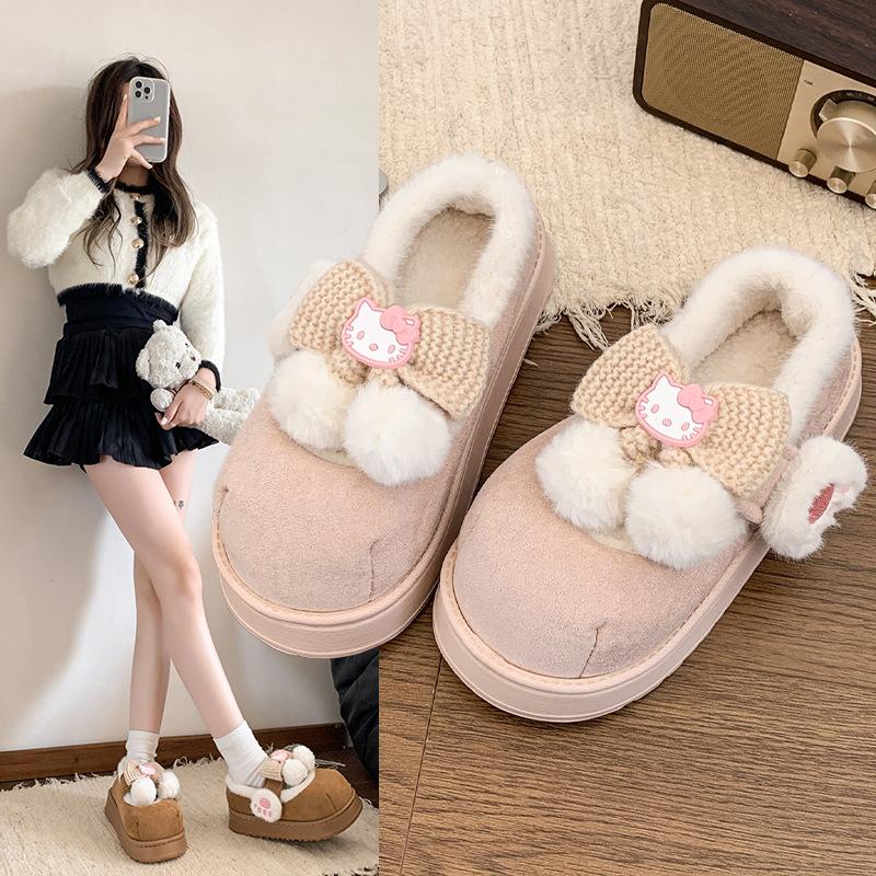Winter Casual Cold-proof Cotton Slippers Female Students Velvet EVA Non-slip Indoor Thick-soled Warm Outer Bag Head Cotton Shoes