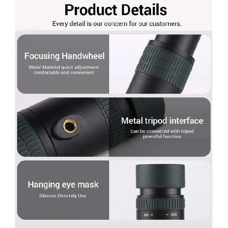 High Performance 8-24x30 Monocular with FMC Coating for Outdoor Enthusiasts Perfect for Hunting Wildlife Watching Birding
