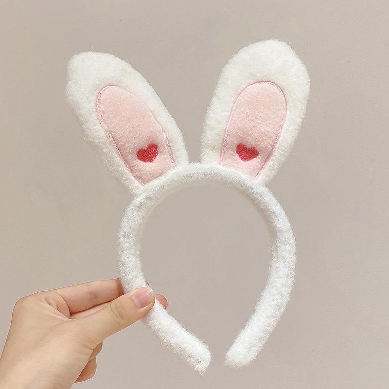 

Милая корейская повязка на голову с кроличьими ушками для женщин — универсальный, пушистый аксессуар для волос для прогулок и умывания лица.