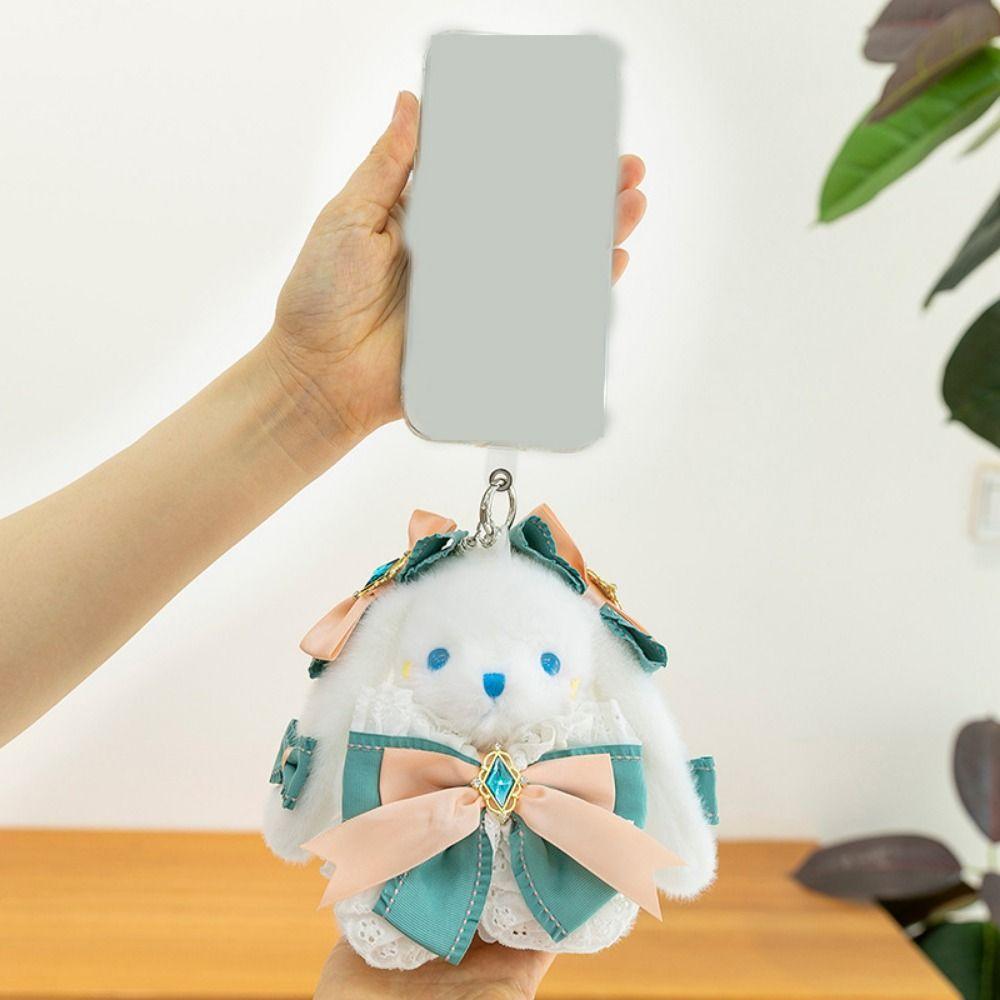 Cartoon Rabbit Doll Keyring Princess Pearl Dress Drooping Ear Rabbit Pendant  Backpack Decor