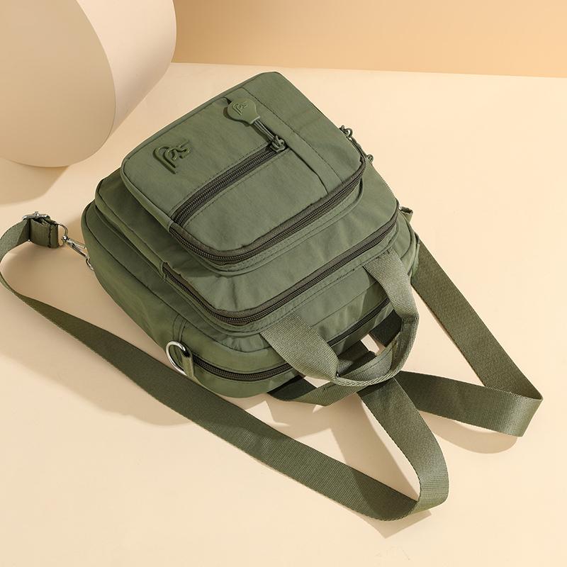 Mini Zaino in Nylon da Donna, Borsa a Tracolla Leggera con Tasche Multiple