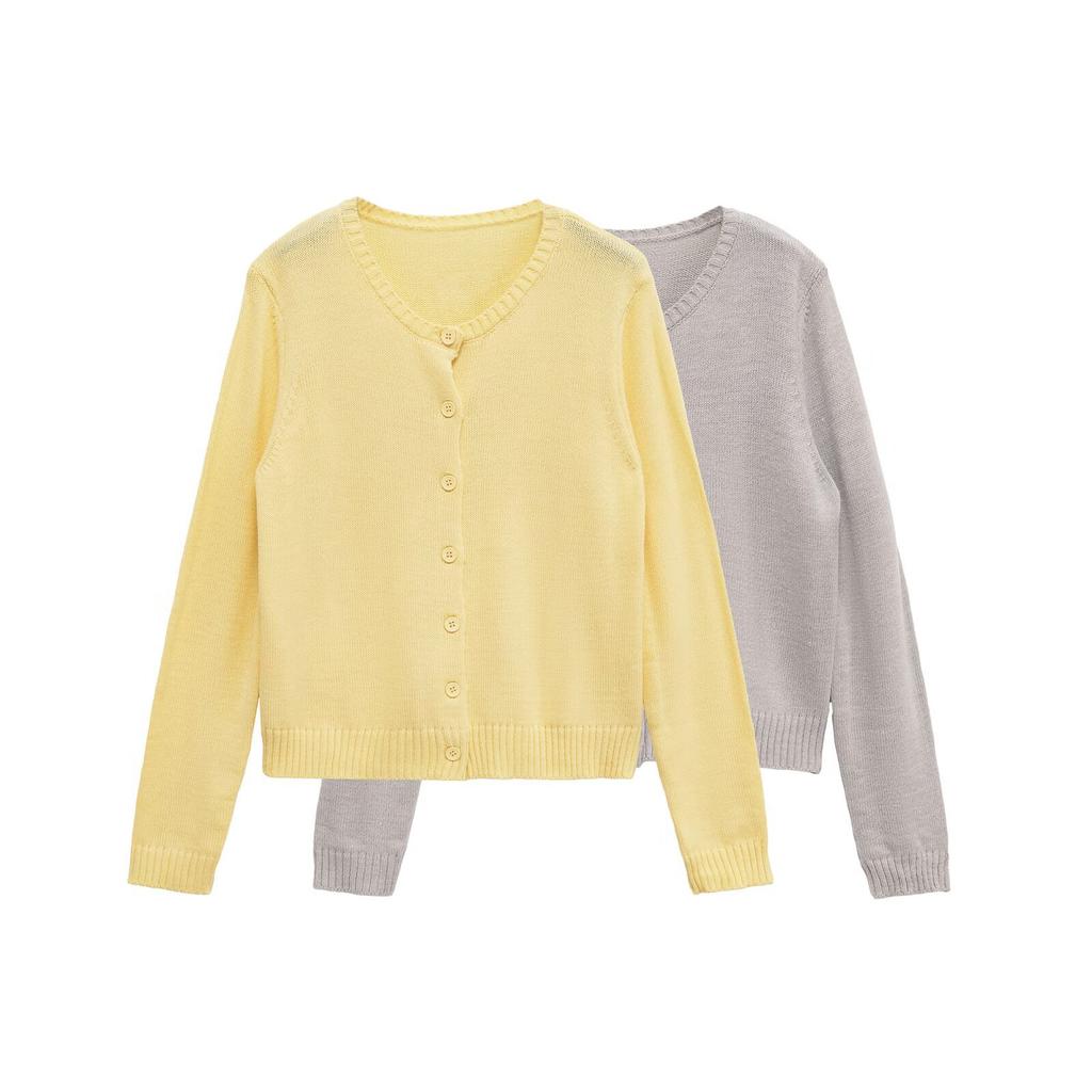 European and American Style, New Women's Fashion, Versatile, Cross-border Wool Blend Crew Neck Knit Cardigan