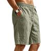 Men's Linen Breathable Drawstring Shorts Casual Loose Fit Lightweight Summer Beach Vacation Five Inch Inseam Shorts