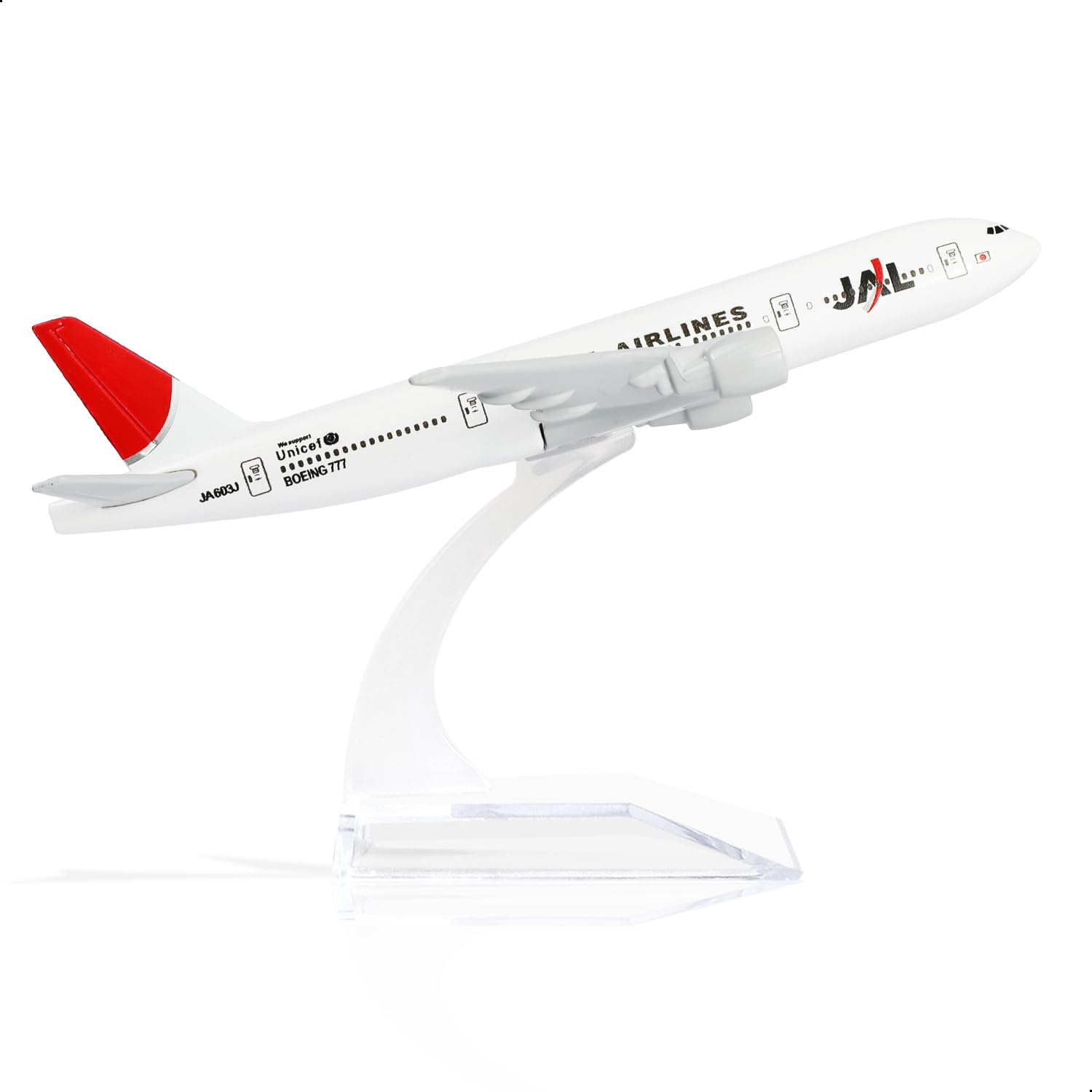 QIYUMOKE JAL Boeing 777 Airplane Japan Airlines Finished Plastic Stand Desktop Display Creative Passenger Aircraft Decoration 1/400 Model, 15.5cm,