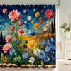 3D-Duschvorhang Schöne Blumenpflanzen-Druck Badezimmervorhang Wasserdichter Polyester-Badevorhang für Badezimmer mit Haken