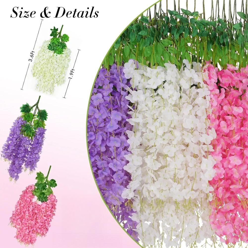 Wisteria Hanging Flowers Artificial Fake Decorative Vine Garland for Bedroom Wall Decor Lush Greenery Fake Flower Vines 3.6 Ft