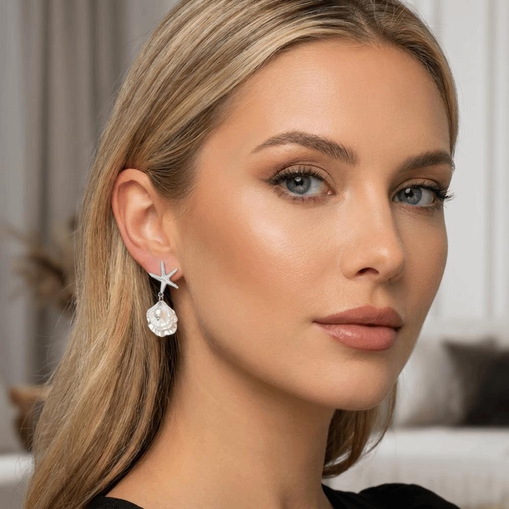 Tassel Beach Style Earrings Zinc Zinc Zinc Alloy Starfish Pendant Earrings Shell Dangle Earrings Party