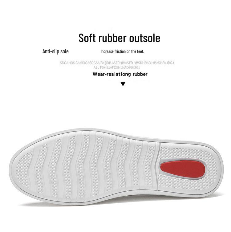 Men's White Leather Slip-on Loafers, Casual Soft Bottom Shoes