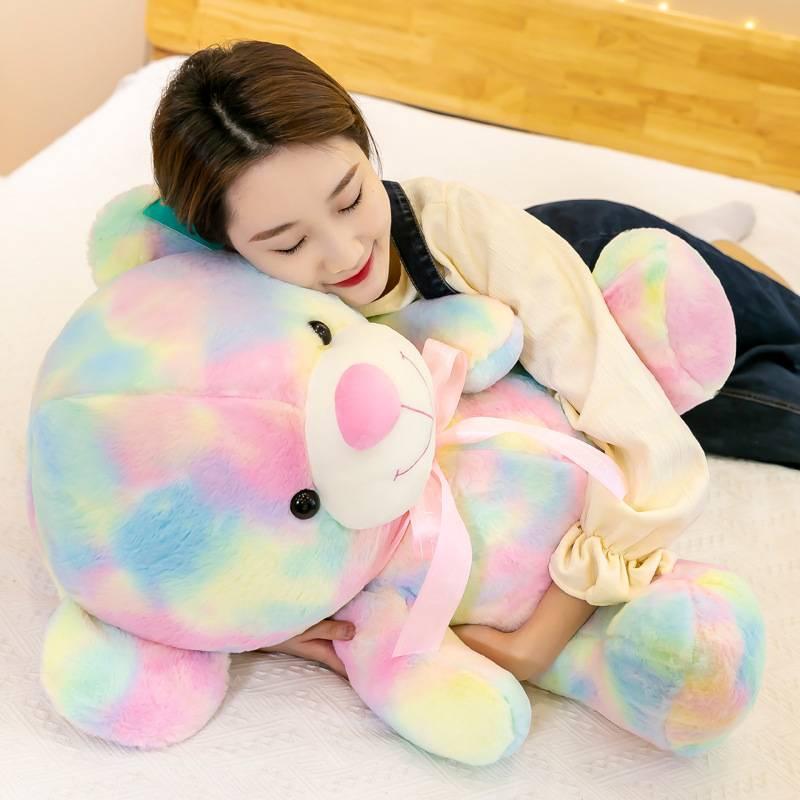 Rainbow Bear Plush Toy With Soft Cotton Material For Kids And Birthday Gift