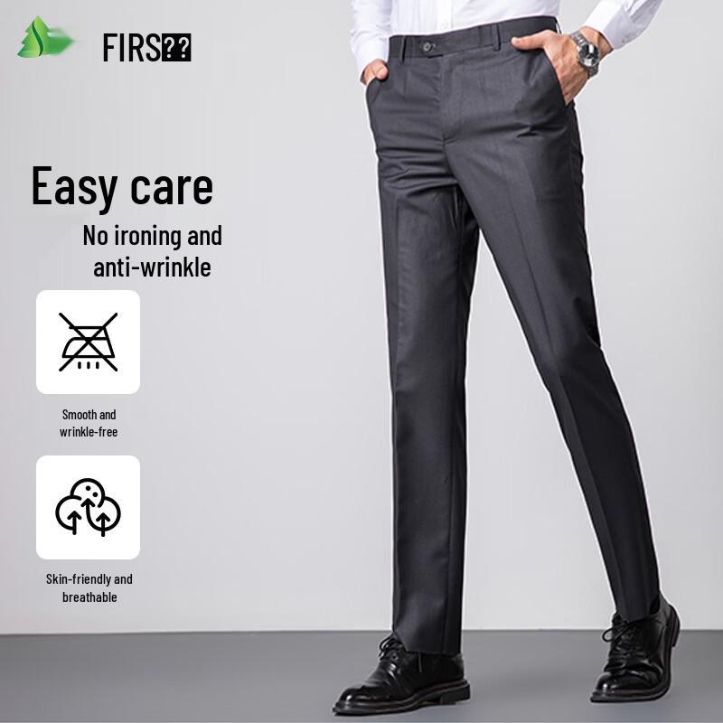 FIRS Men's Wrinkle-Resistant Straight-Leg Casual Business Pants