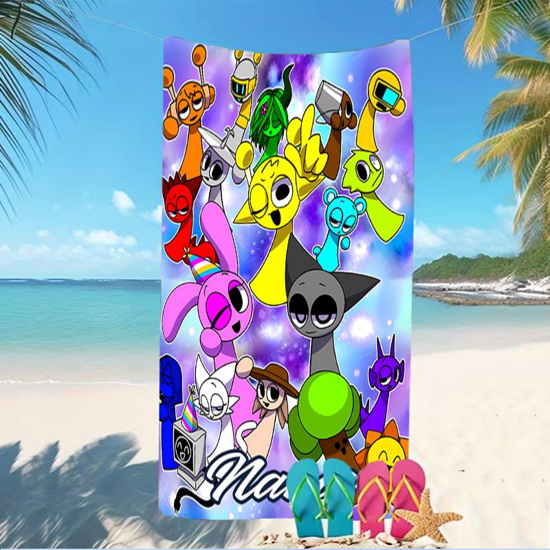Customizable personalized beach towels Game Sprunki themed designs.Suitable for the beach, yoga, sports;ideal as beach accessories