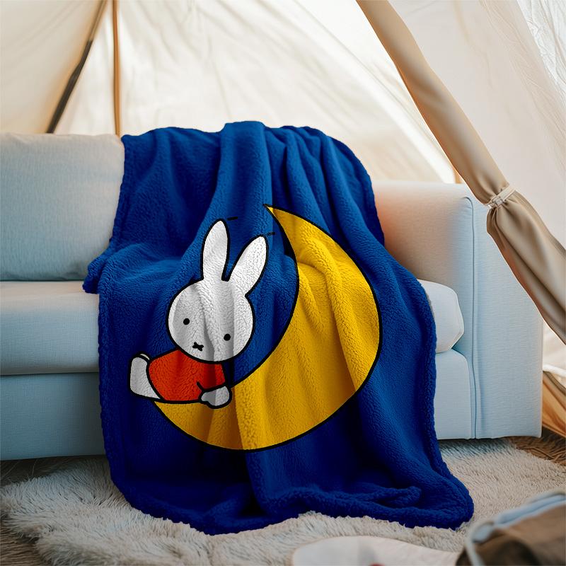 1pc Miffy4 Theme Blanket - Digital Print, Polyester, Cozy for All Seasons, Perfect for Outdoor, Camping, and Travel