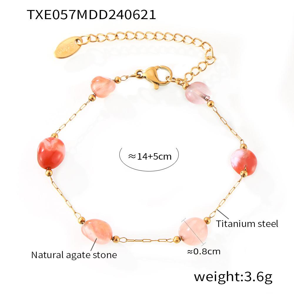 Irregular Real Natural Agate Stone Bead Combining Stainless Steel Necklace Bracelet For Women Luxury Elegant Women's Zircon Set