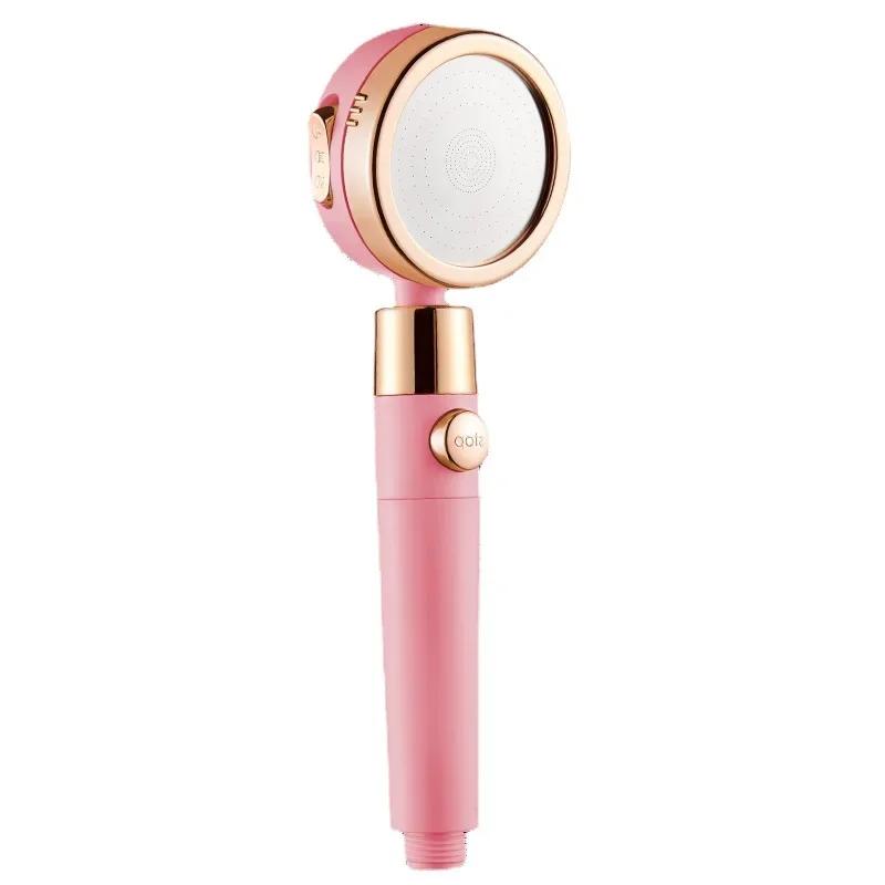 Three-speed Adjustment 360 Degree Rotation with One Key To Stop Filter Shower Head Water Saving Rainfall Round Spray Nozzle