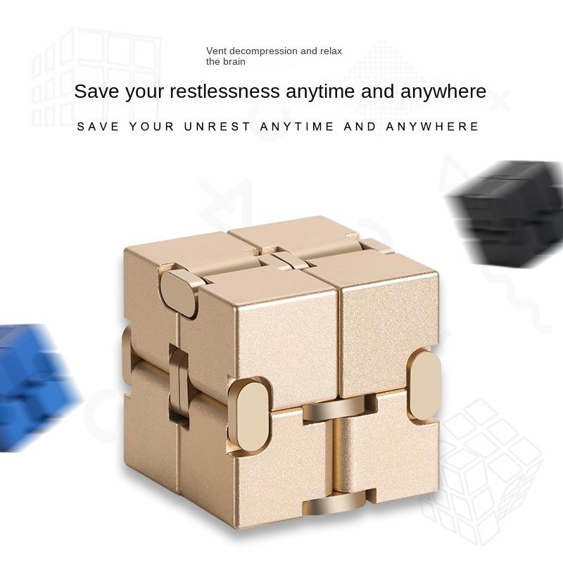 EN71 CPC Mini Metal Anti-Stress Relief Magic Puzzle Cube 2x2x2 Infinite Flip Sensory Toys Creative Christmas Gifts for Children
