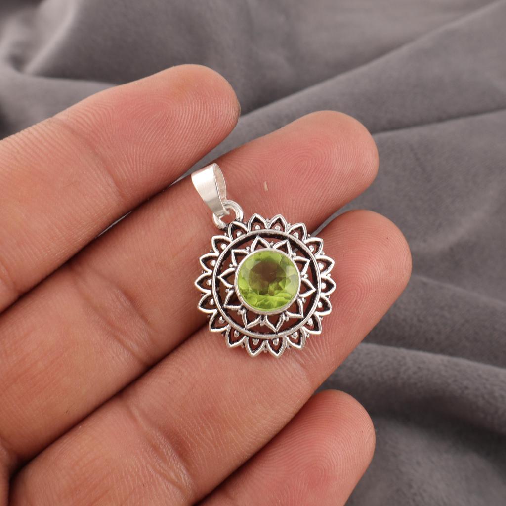 Wonderful Peridot Gemstone Pendant, 925 Solid Sterling Silver Jewelry, Handmade Beautiful Pendant For Wedding Gift