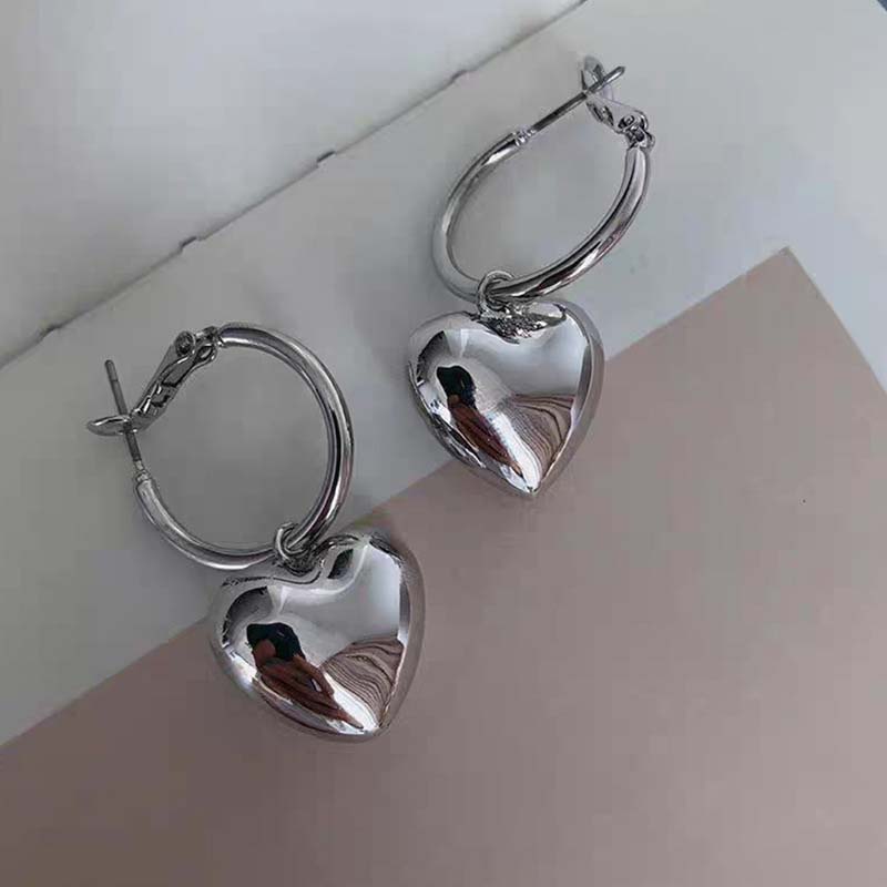 2026 Fashion Metal Love Smooth Pendant Earrings For Women Exaggerated Gold Color Big Heart Statement Earrings Party Jewelry Gift