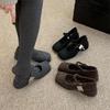 Shoes Coarse Heel Single Shoes Women's Fleece French Temperament Mary Jane Woolen Square Head Grandma Shoes High Heel Winter Fluffy
