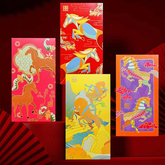 6 Stück Rote Umschlagtasche 2026 Neuer Nationaler Stil Heißprägung Prägetechnik Rote Umschläge mit Traditionellen Scherenschnittmustern