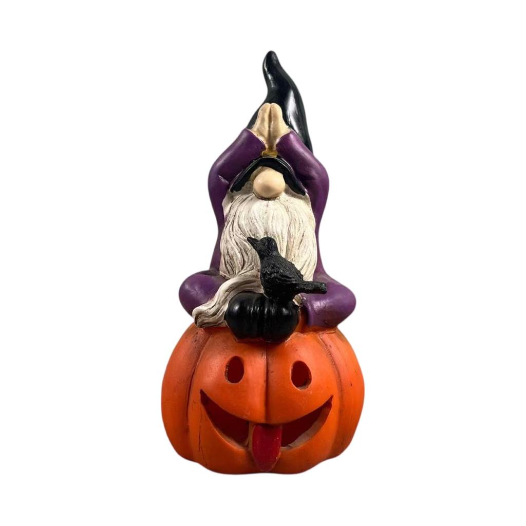 Halloween Ghostface Pumpkin Resin Dwarf Ornament Home Party Atmosphere Decoration Ornament