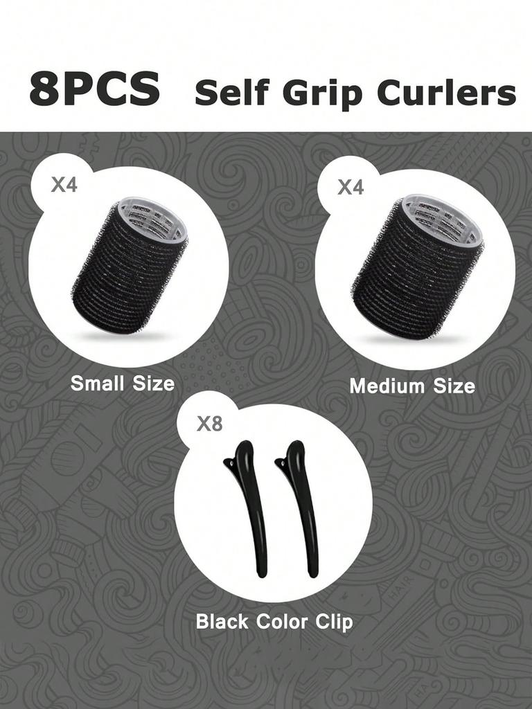 16pcs Self-Adhesive Hair Rollers Set For Different Hair Lengths Heatless Curlers With Clips As Diy Hair Styling Tool