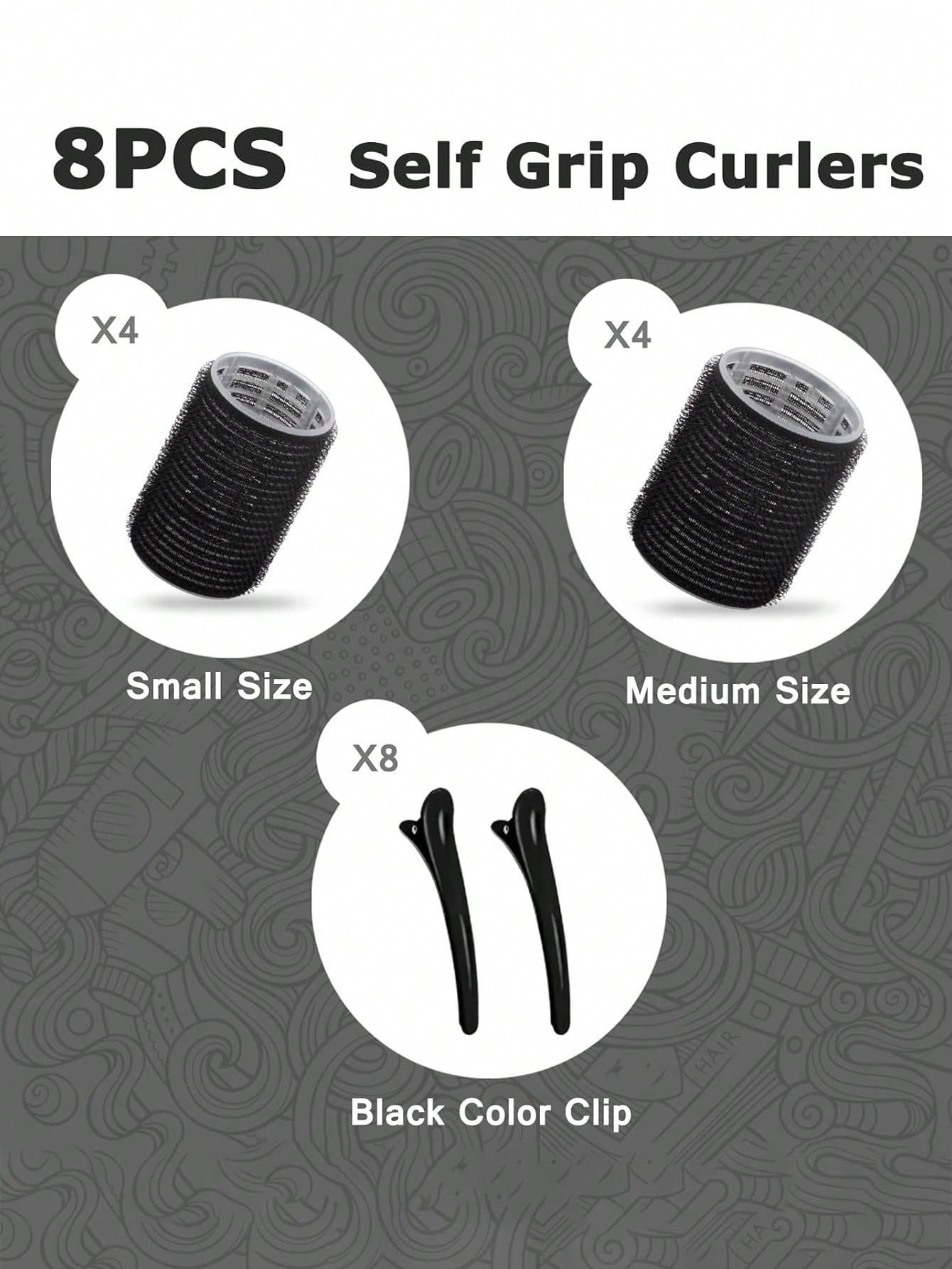 

16pcs Self-Adhesive Hair Rollers Set For Different Hair Lengths Heatless Curlers With Clips As Diy Hair Styling Tool