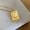 Stainless Steel Photo Frame Necklace Moon Sun Couple Choker Chain Heart Photo Pendant  Jewelry