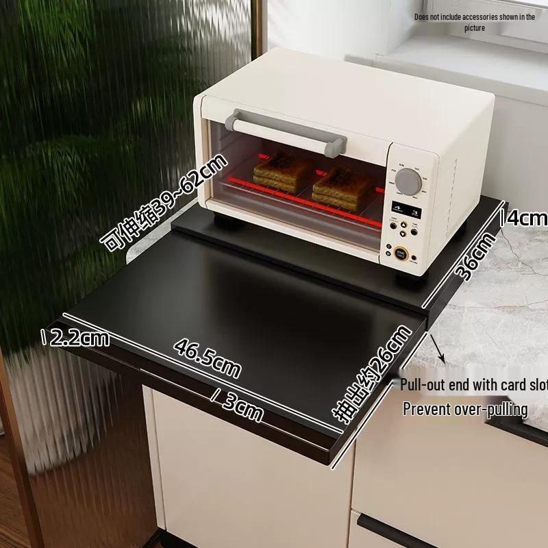 Retractable Microwave Oven Stand & Pull-Out Countertop Storage Rack