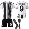 Saison 2022-26 Saison 7 Chiesa 9 Hovic Noir Blanc Veste de Football Édition Enfant Ensemble Maillot Domicile Juventus