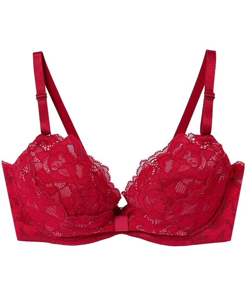 Bra Creates Beautiful Reduces Slipping Down and A Cup Available Bra BUN201 RE [Unnanacool] Cleavage, Sideways, [Ribbon Bra, Lace] Women's