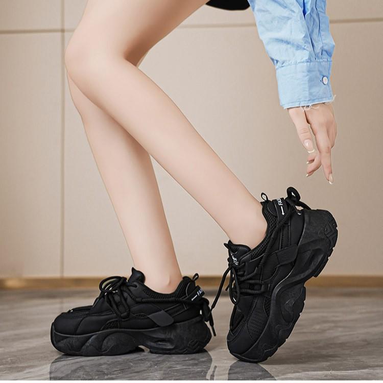 Platform Dad Shoes Women's 2025 Autumn New Internet Celebrity Super Fire Show Feet Small Versatile Soft Sole Heightening Casual Sports Shoes