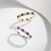 MODIAN 925 Silver Vintage Charm Square Red & Blue Cubic Zirconia Stackable Finger Ring For Women Party Fine Jewelry
