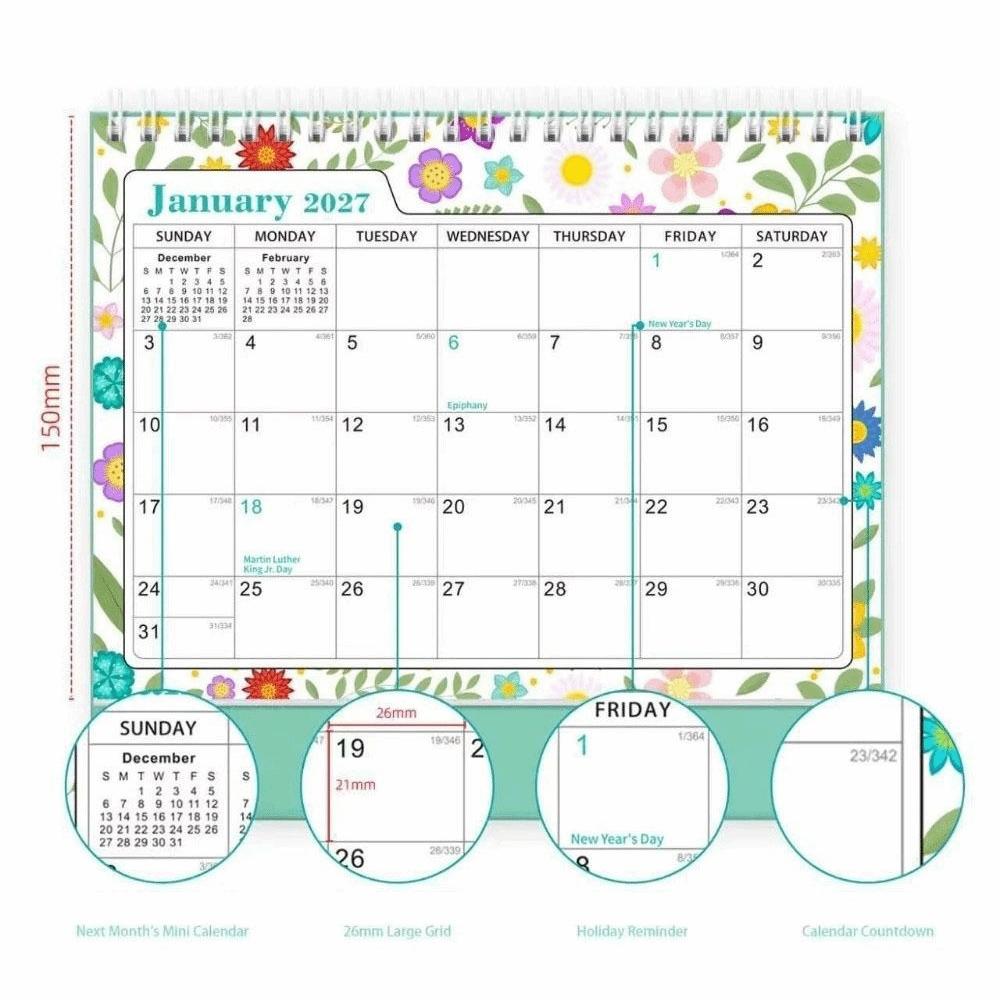 New Plant Desk Calendar Small January 2027-June 2028 2027 Desktop Planner Office Supplies Standing Flip Monthly Agenda Calendar