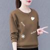 Korean Style Women's Plus Size Sweatshirt, 2023 Loose Fit, Printed Long Sleeve Round Neck Top, Slimming Mom's Clothing.