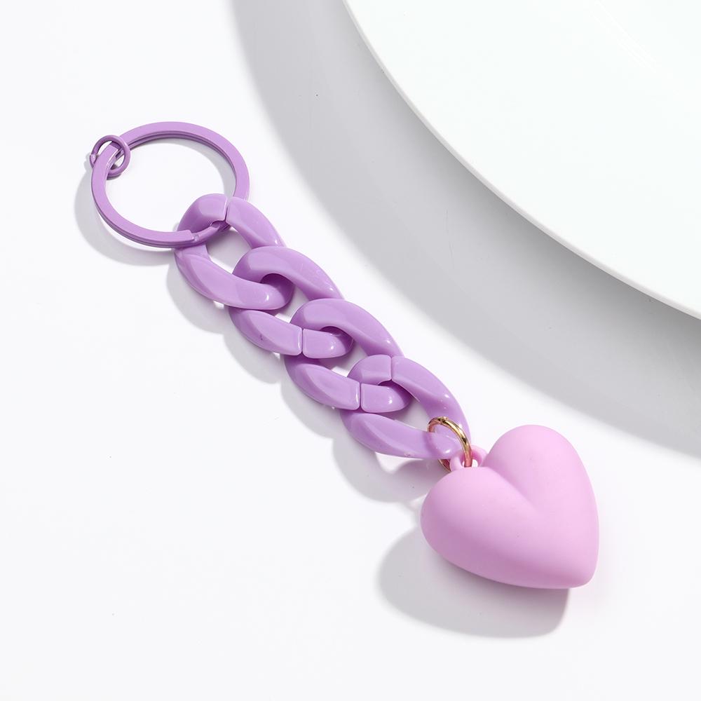 Handmade Heart Keychain Acrylic Plastic Link Chain Key Ring For Women Girls Handbag Pendant Accessorie Car Keys Jewelry Gifts