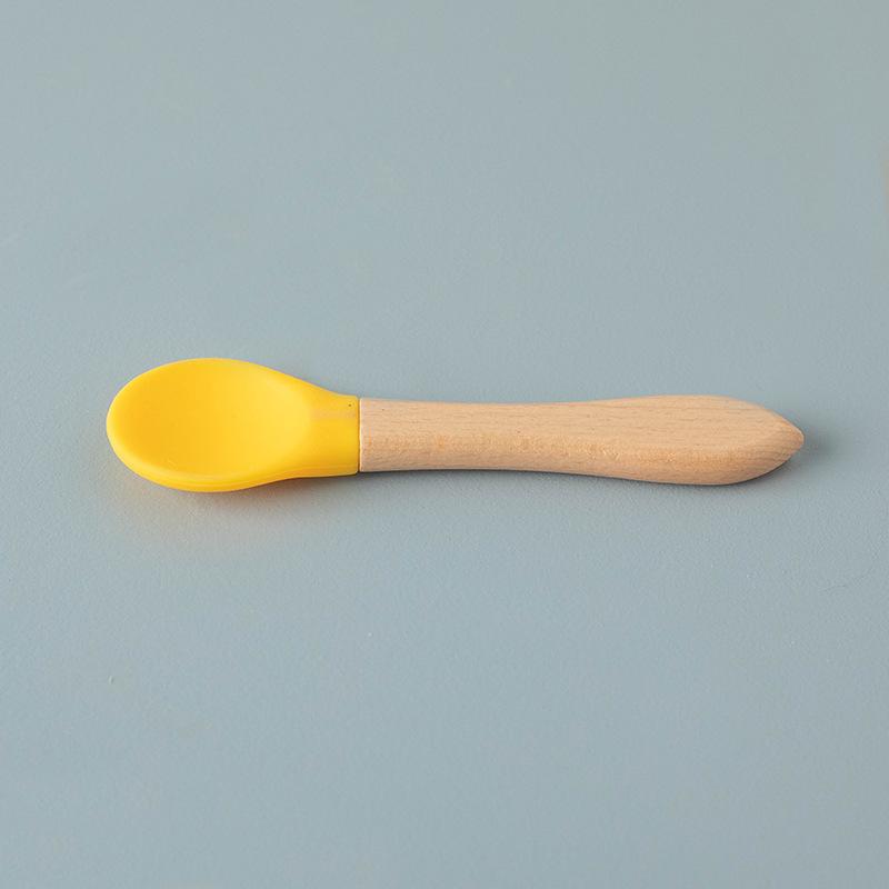 Pet Cat Canned Food Spoon Wooden Handle Silicone Kitten Wet Food Feeding Spoon Baby Food Grade Material Pet Supplies